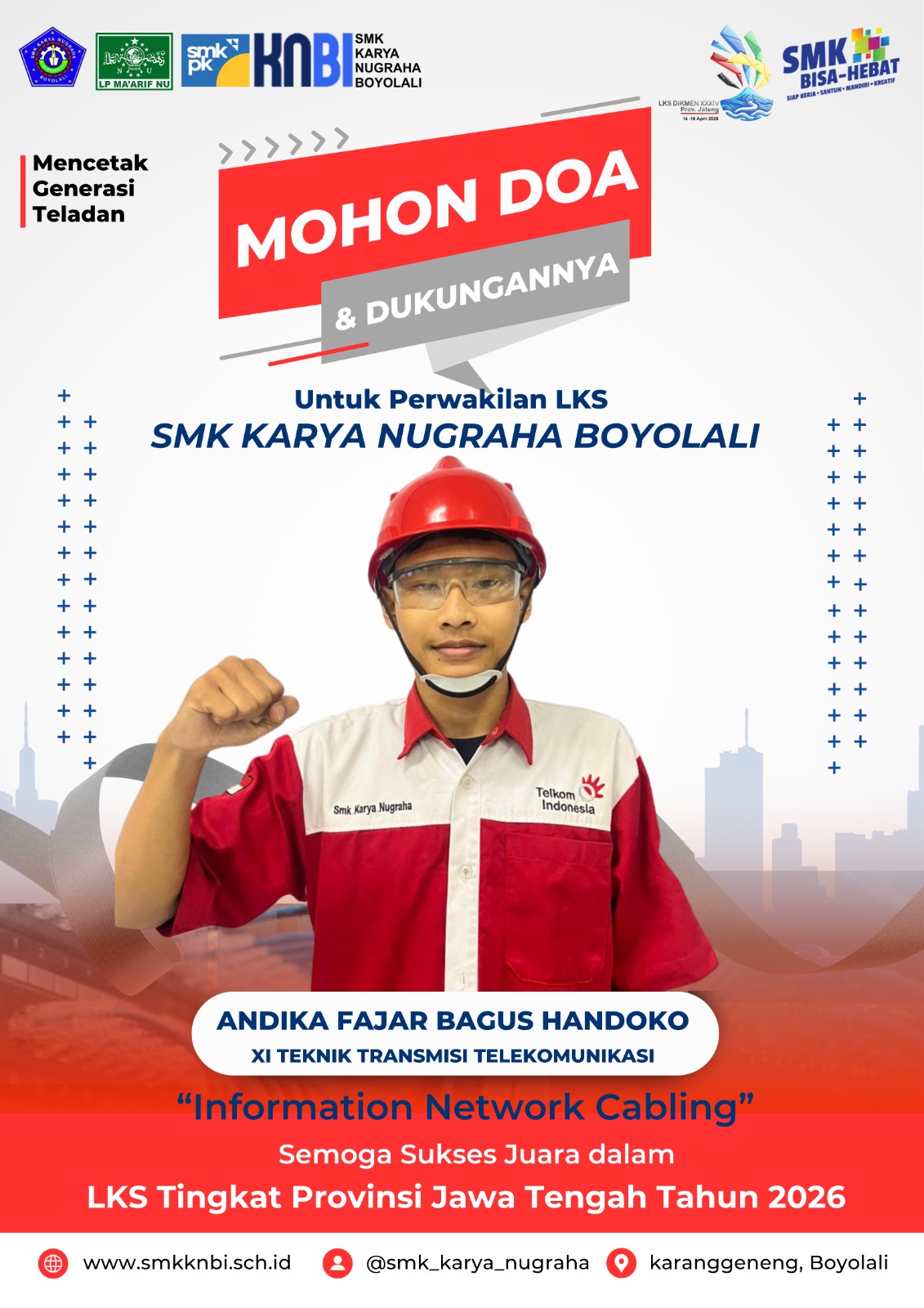 Presisi Tingkat Tinggi! Andika Fajar Bagus Handoko (XI TTT) Sabet Juara 1 LKS Bidang INC Tingkat Kabupaten Boyolali